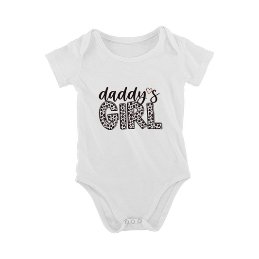 Daddy¡¯s Girl Leopard Print Cute Heart Baby Girl White Bodysuit