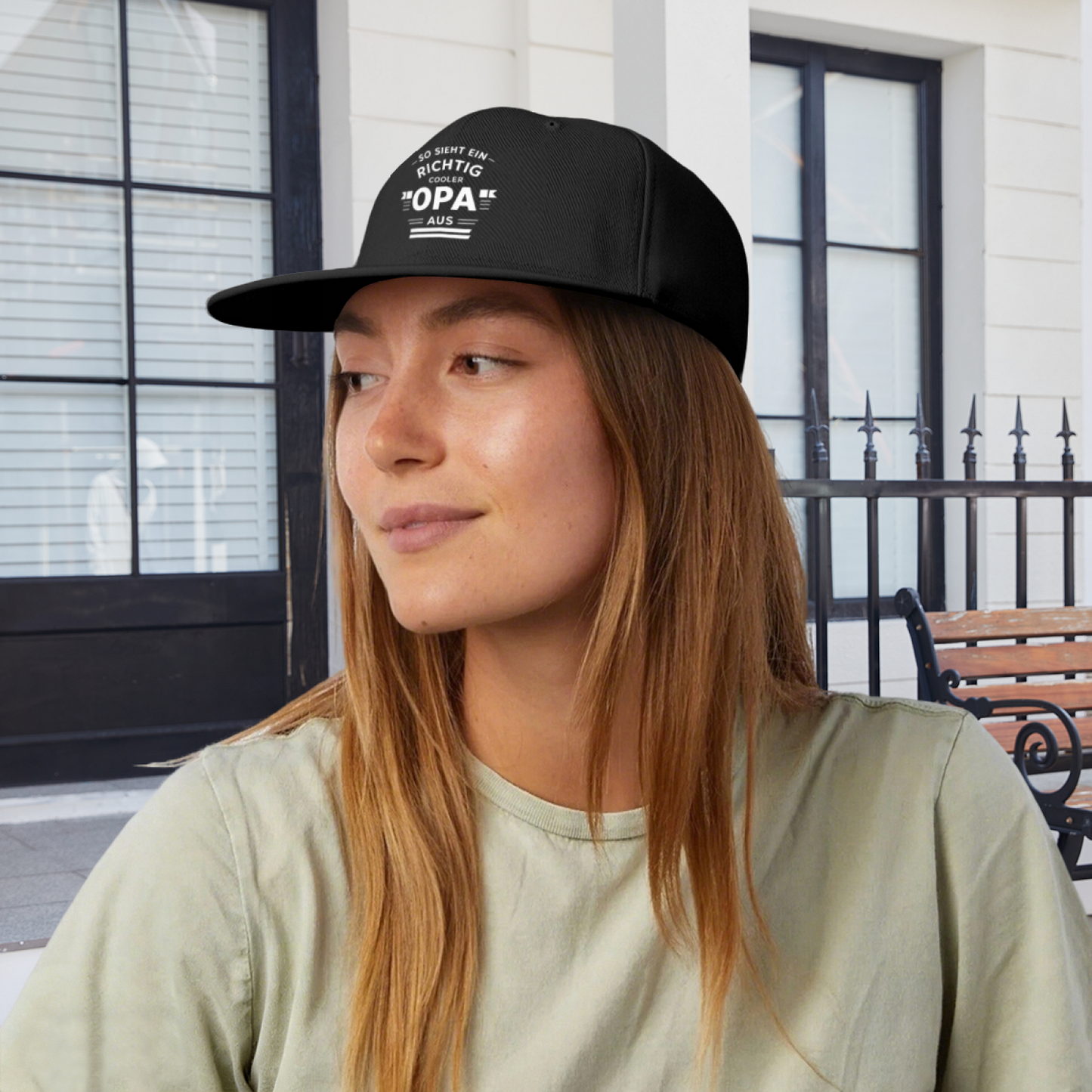 Cool Opa German Funny Quote Black Flat Snapback, Grandpa Novelty Sun Hat Gift