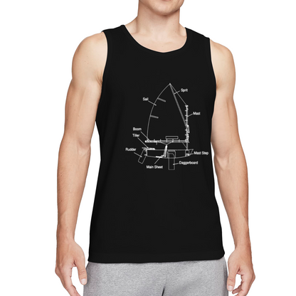 Optimist Sailboat Blueprint Sailing Lover Tank Top