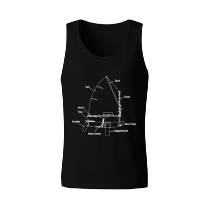 Optimist Sailboat Blueprint Sailing Lover Tank Top