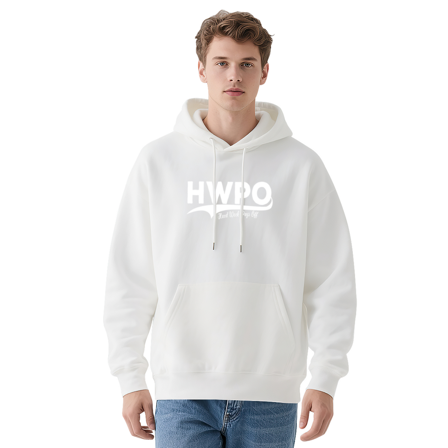 HWPO Hard Work Pays Off Red Hoodie, Motivational Unisex Cozy Sweatshirt