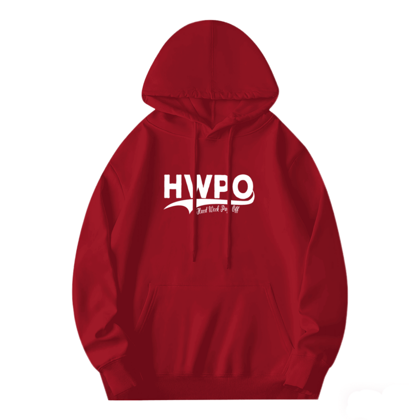 HWPO Hard Work Pays Off Red Hoodie, Motivational Unisex Cozy Sweatshirt