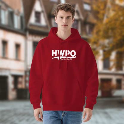 HWPO Hard Work Pays Off Red Hoodie, Motivational Unisex Cozy Sweatshirt