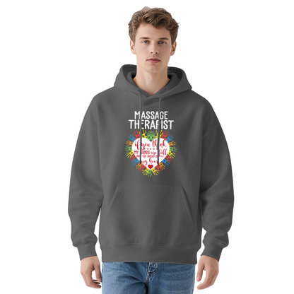 Massage Therapist Colorful Heart Print Red Hoodie, Ultra Soft Warm Daily Hoodie