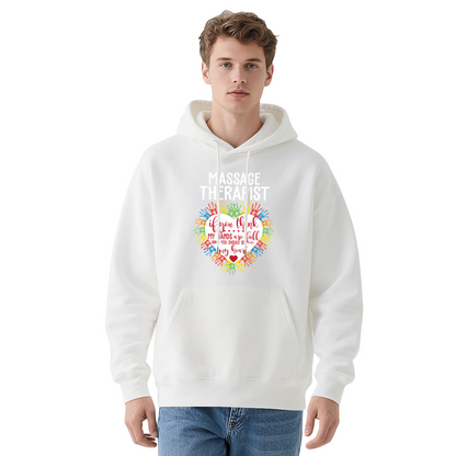 Massage Therapist Colorful Heart Print Red Hoodie, Ultra Soft Warm Daily Hoodie