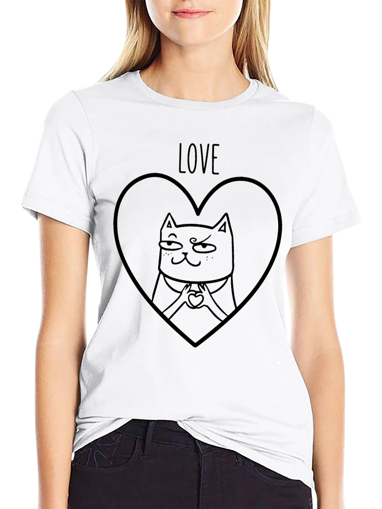 Love Cat Heart T-Shirt - Mens Graphic Tee