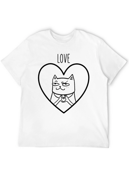 Love Cat Heart T-Shirt - Mens Graphic Tee