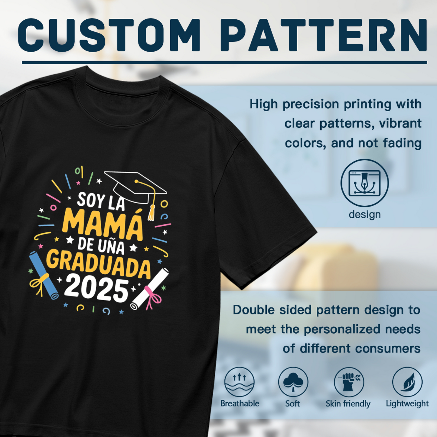Soy La Mam¨¢ De Una Graduada 2025 Spanish Grad Mom Plus Size Women¡¯s Printed T-Shirt