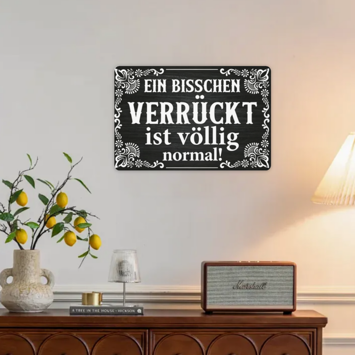 Funny German Crazy Life Phrase Black Tin Sign