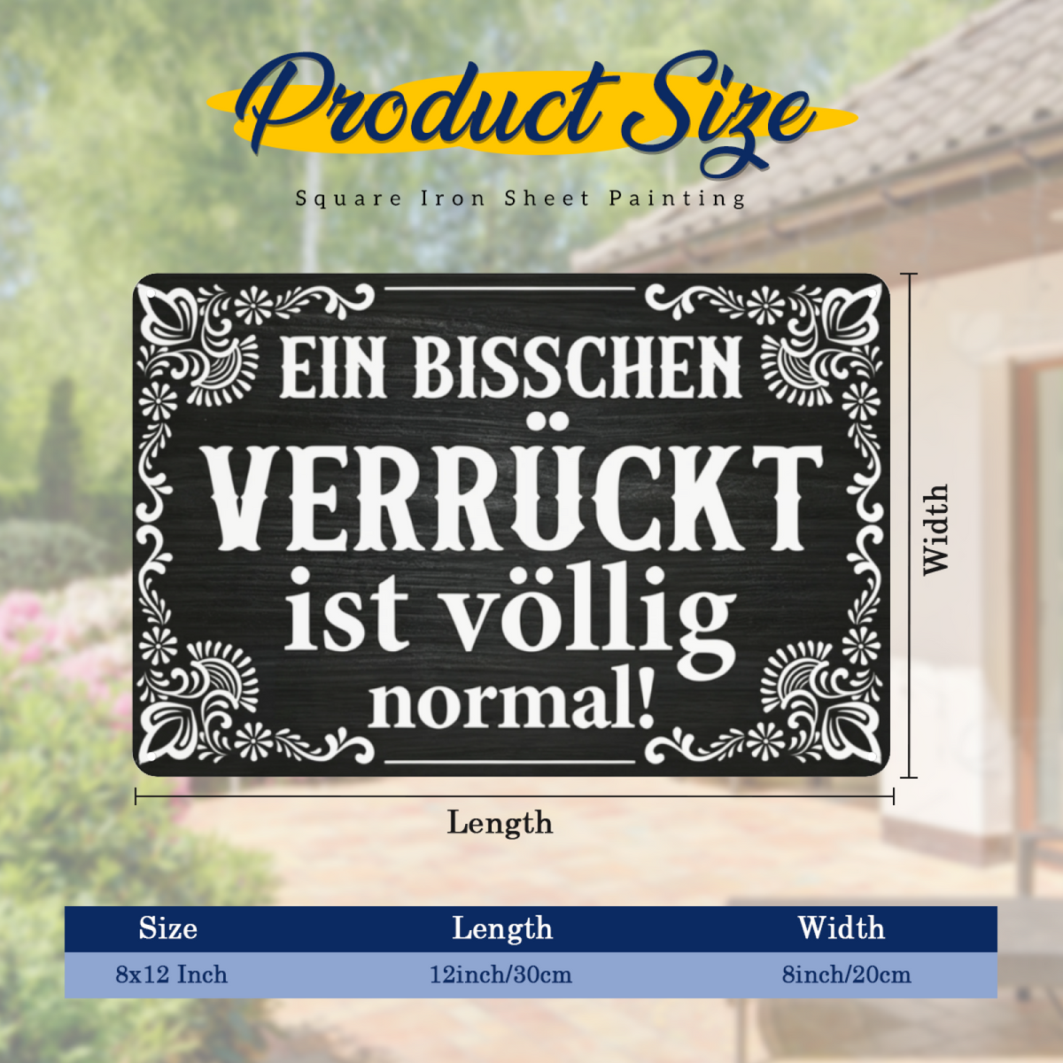 Funny German Crazy Life Phrase Black Tin Sign
