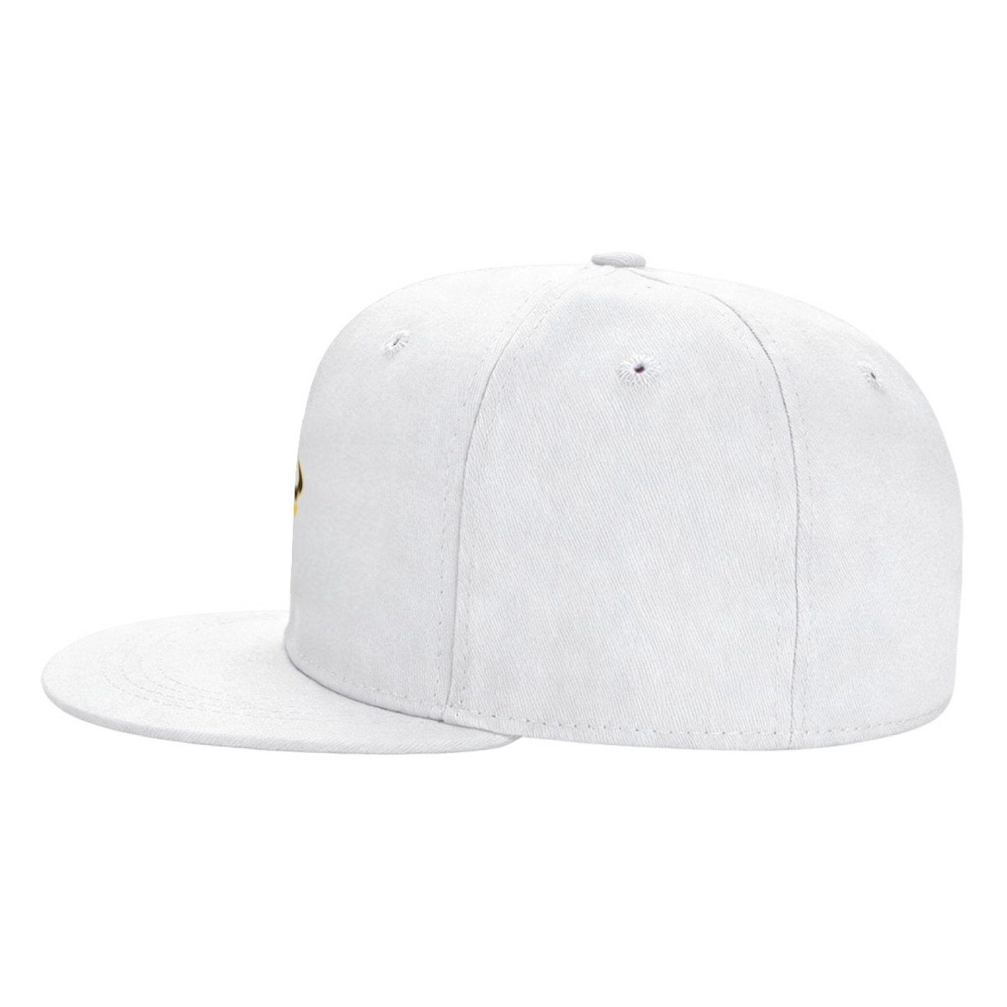 Two-Tone Bull Head Graphic White Flat Brim Street Cap