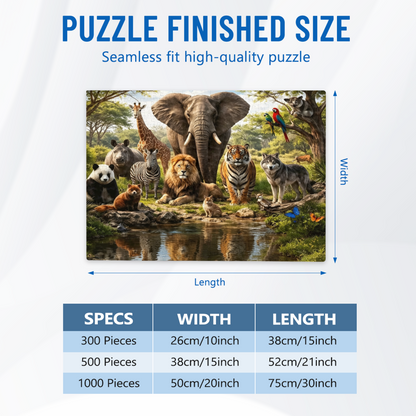 Wild Safari Animal Gathering Elephant Lion Tiger Panda Puzzle