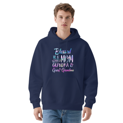 Blessed Mom Grandma Great Grandma Colorful Text Hoodie, Warm Family Top