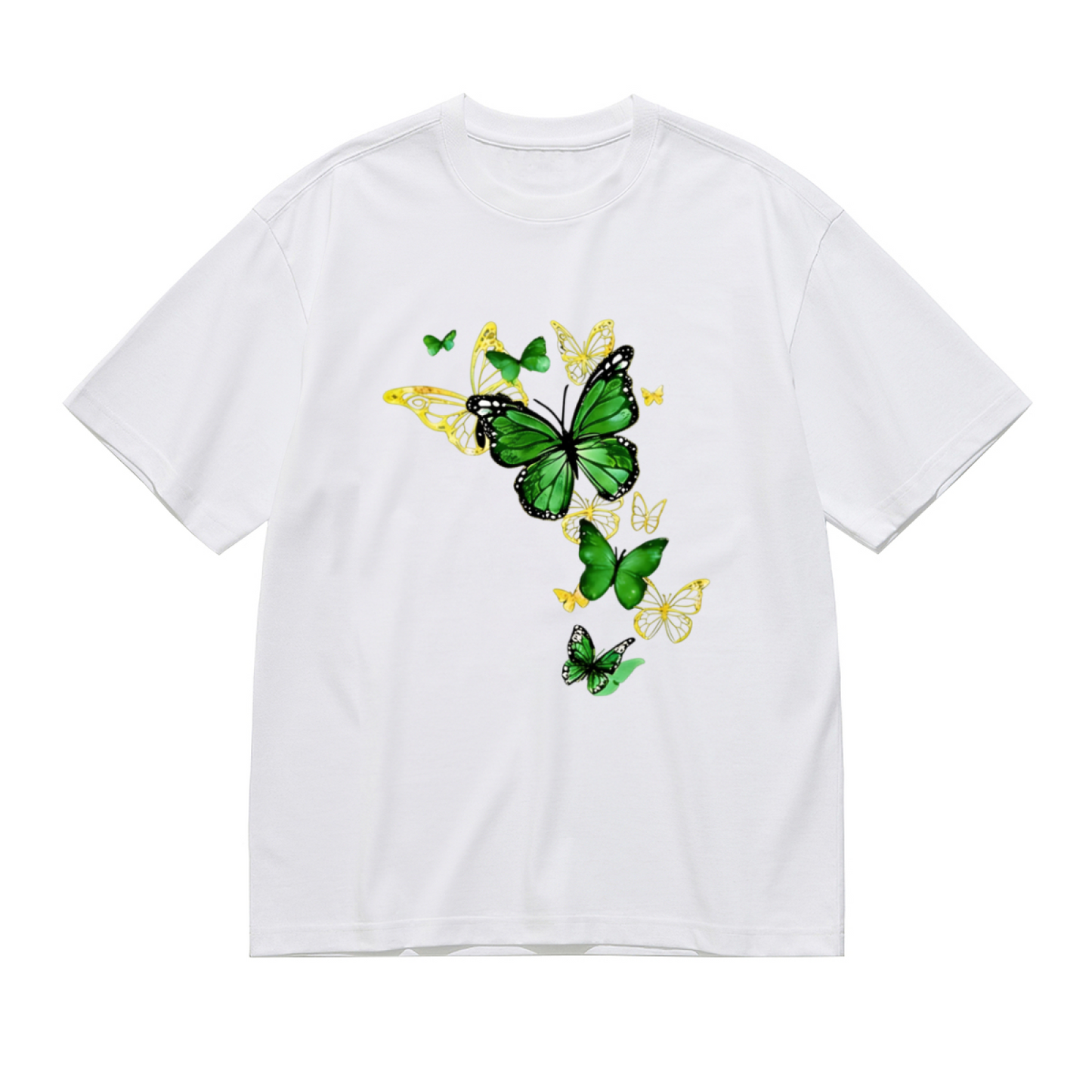 Vibrant Green & Golden Butterfly Art Print Plus Size Women¡¯s T-Shirt
