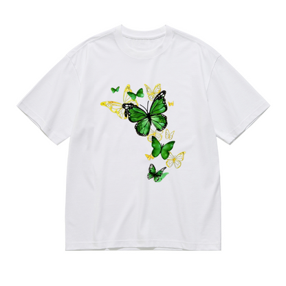 Vibrant Green & Golden Butterfly Art Print Plus Size Women¡¯s T-Shirt