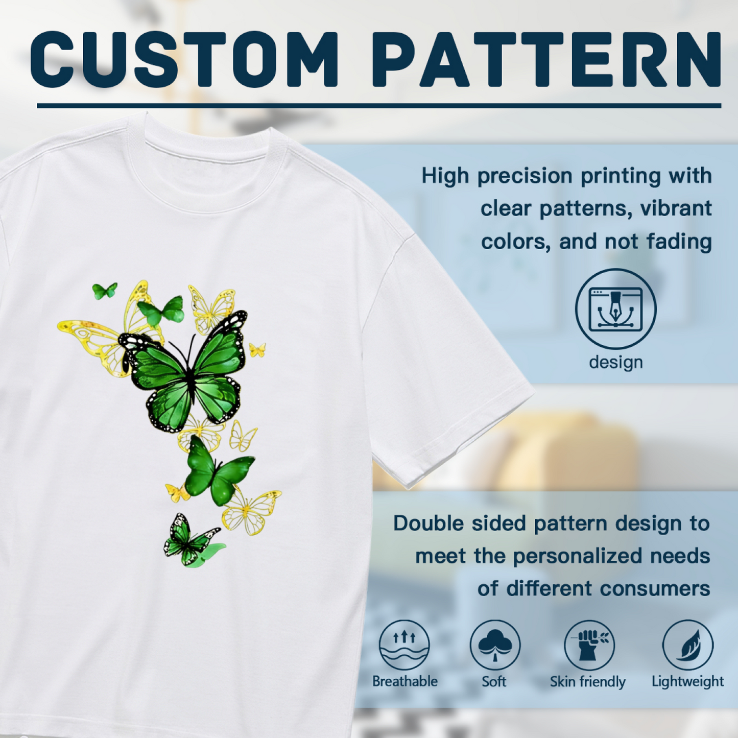 Vibrant Green & Golden Butterfly Art Print Plus Size Women¡¯s T-Shirt