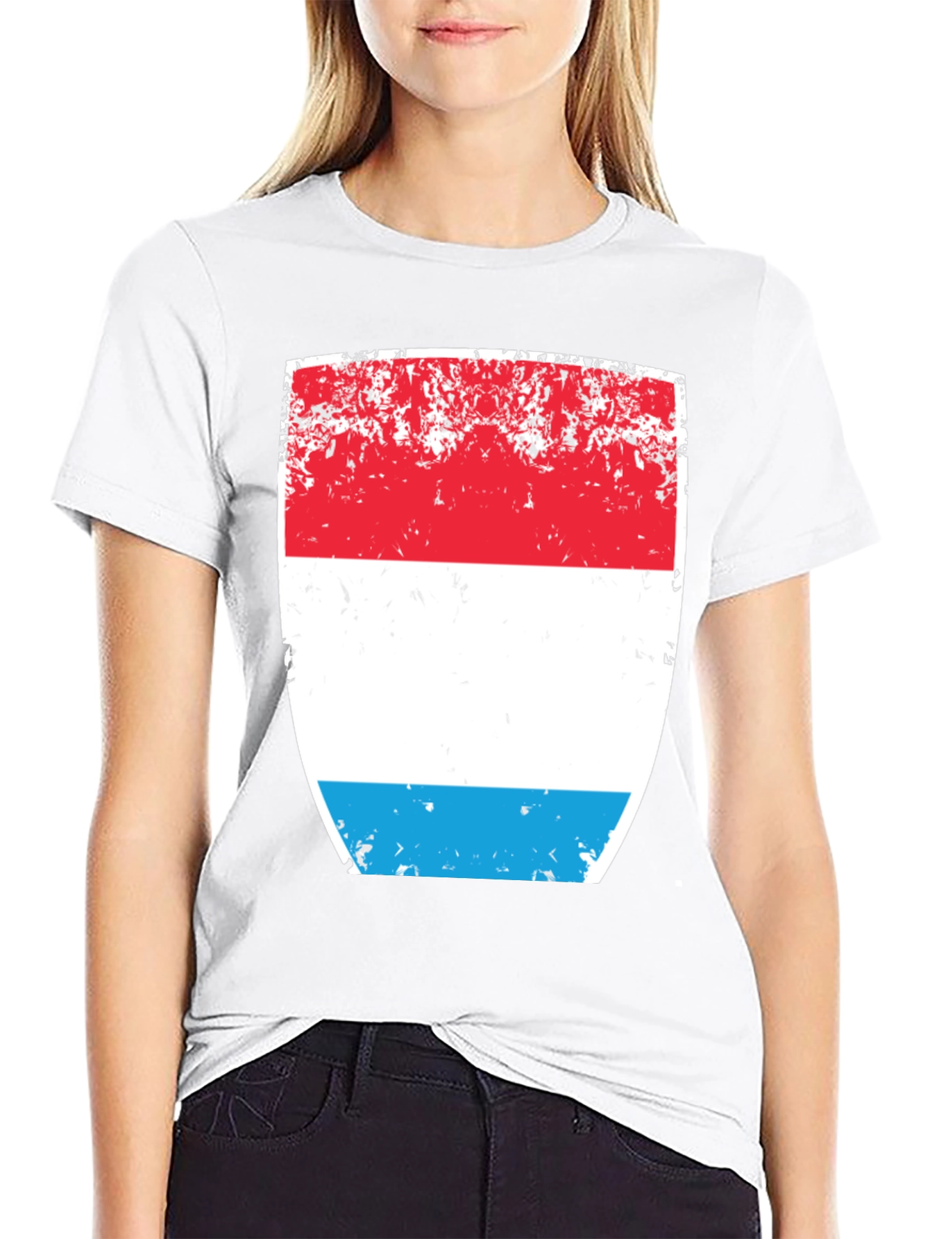 Luxembourg Flag Distressed Graphic T-Shirt