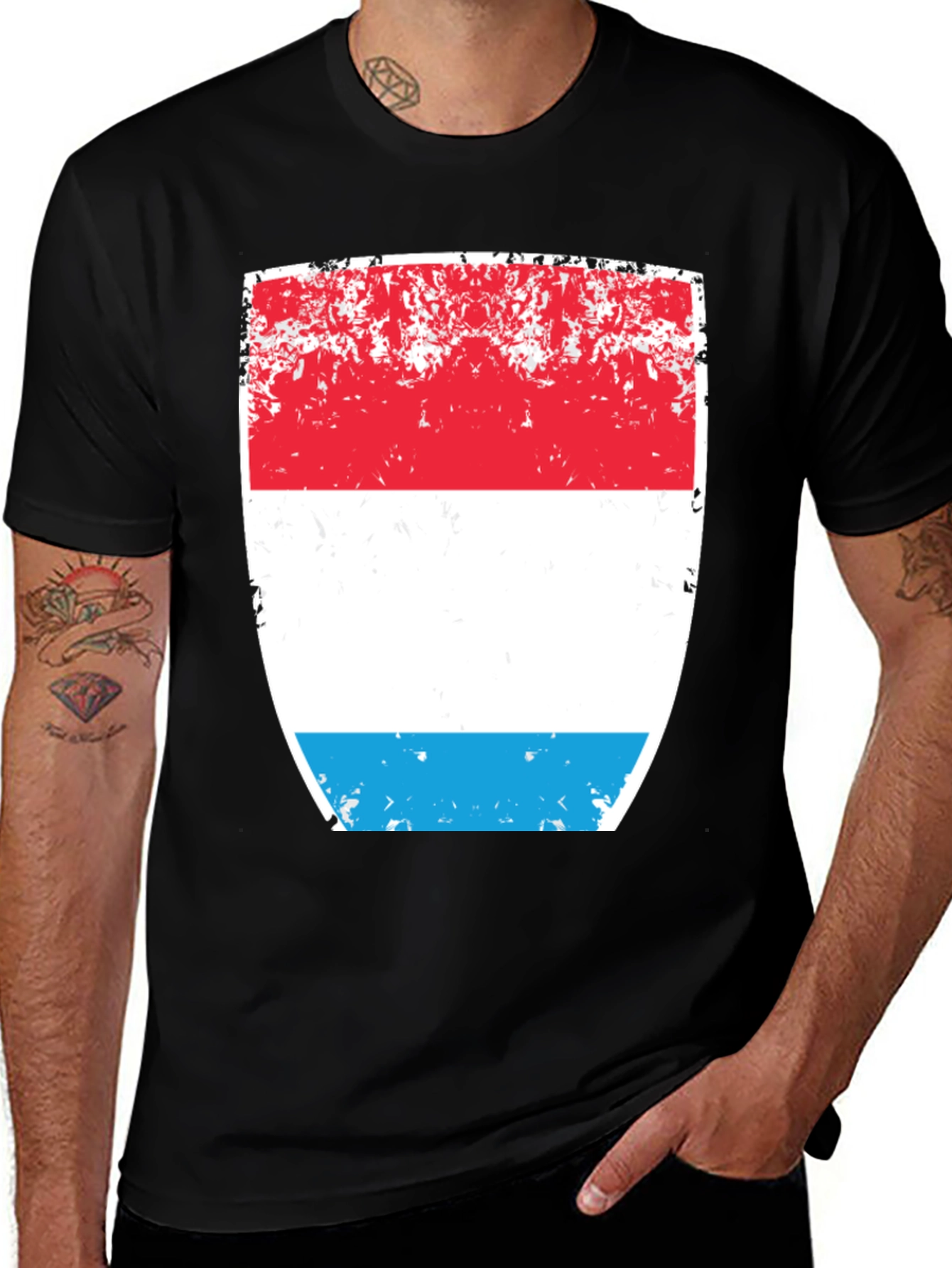 Luxembourg Flag Distressed Graphic T-Shirt