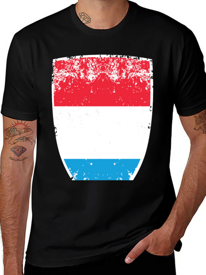 Luxembourg Flag Distressed Graphic T-Shirt
