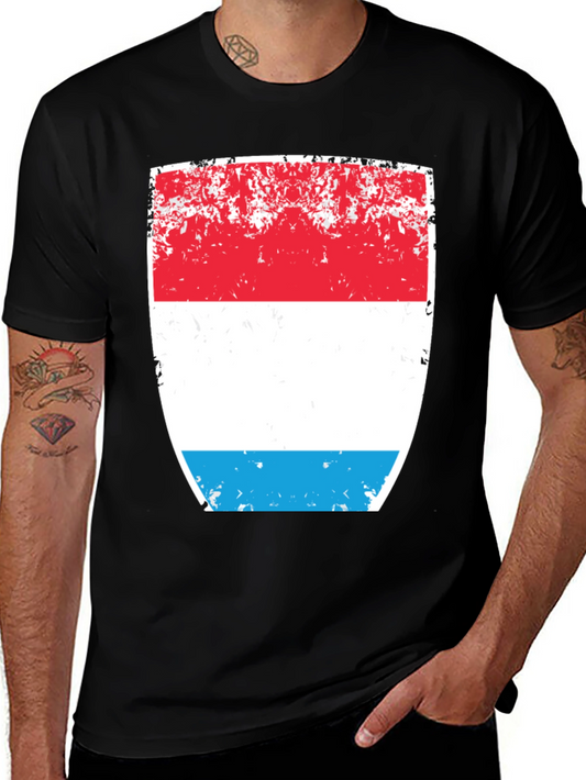 Luxembourg Flag Distressed Graphic T-Shirt