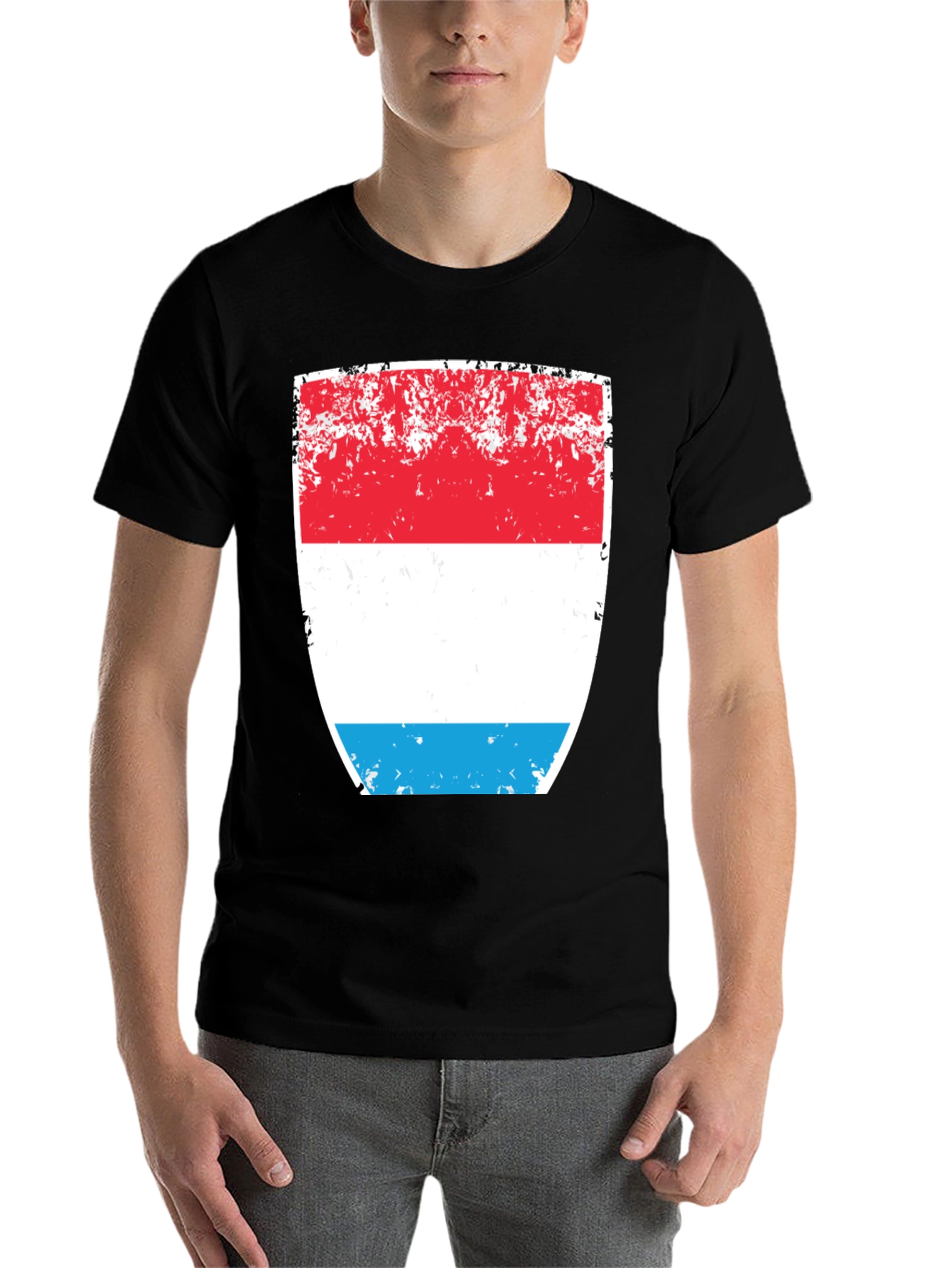 Luxembourg Flag Distressed Graphic T-Shirt