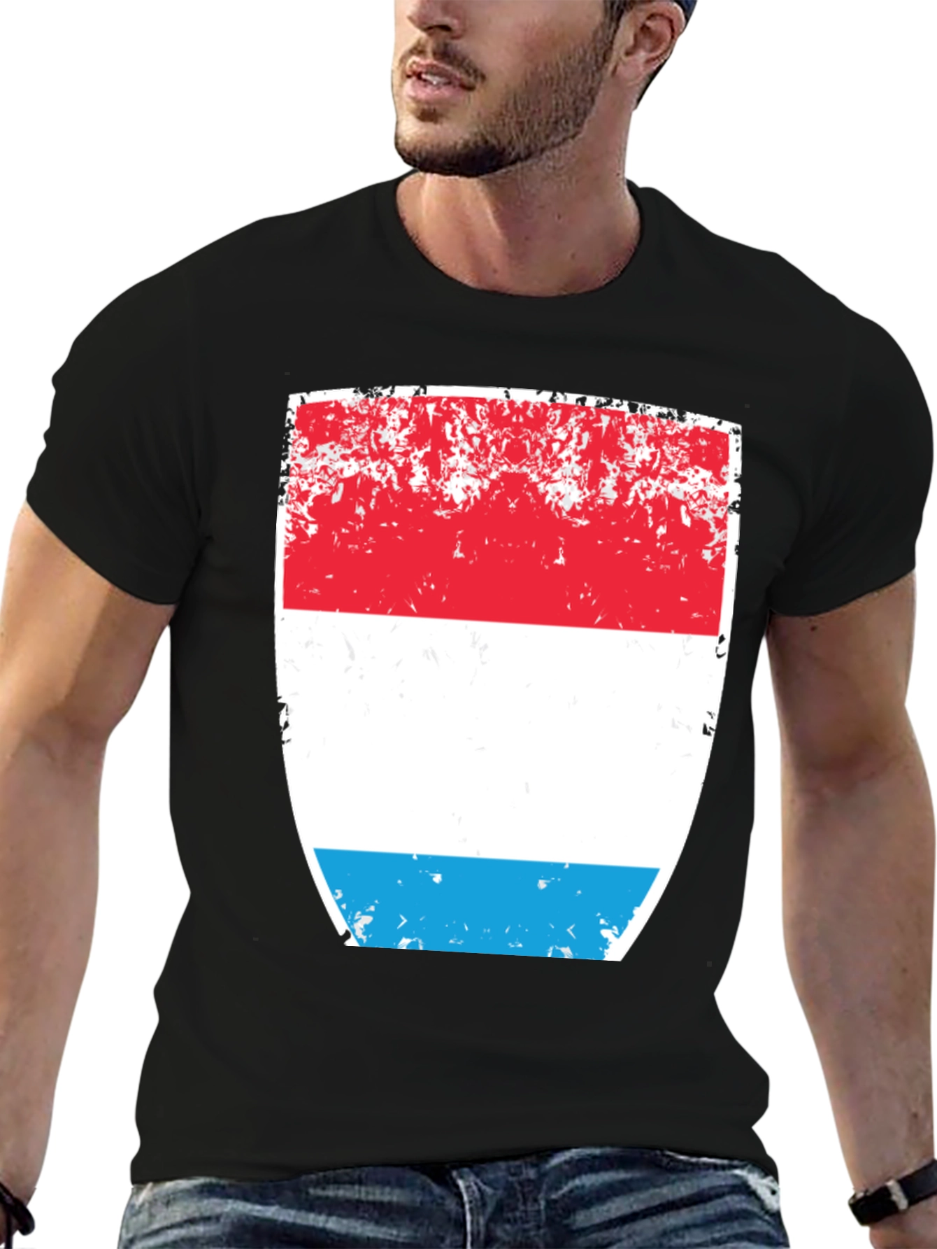 Luxembourg Flag Distressed Graphic T-Shirt