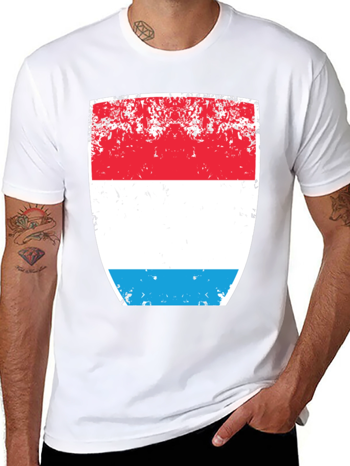 Luxembourg Flag Distressed Graphic T-Shirt
