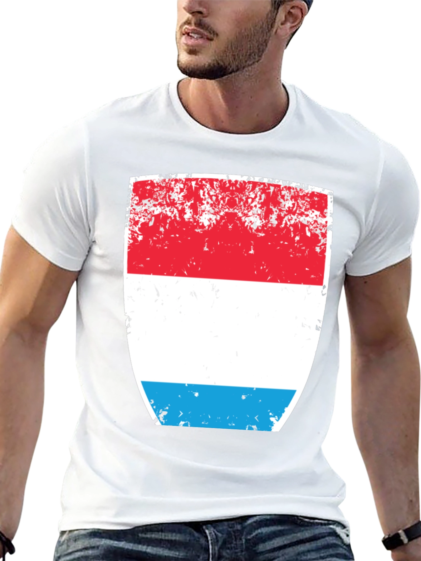 Luxembourg Flag Distressed Graphic T-Shirt