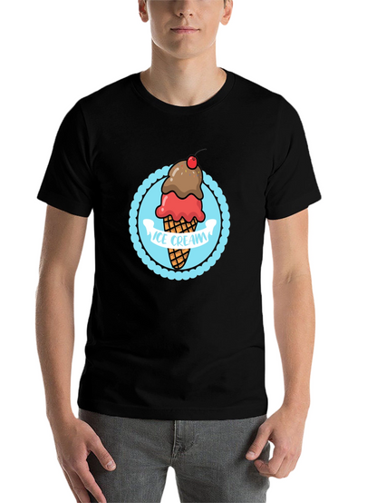 Ice Cream Graphic T-Shirt - Black Cotton Tee