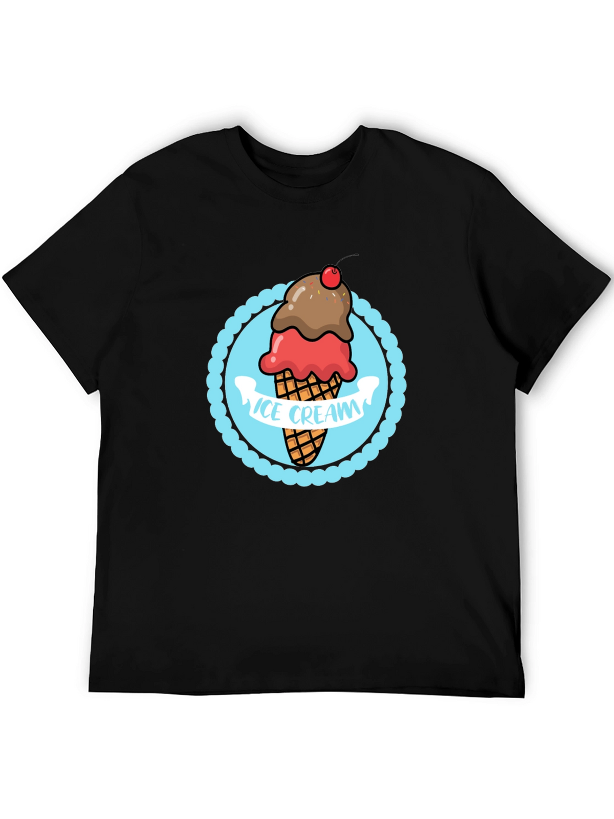 Ice Cream Graphic T-Shirt - Black Cotton Tee