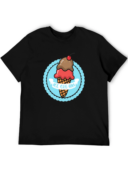 Ice Cream Graphic T-Shirt - Black Cotton Tee