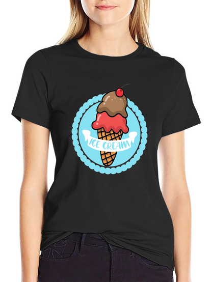 Ice Cream Graphic T-Shirt - Black Cotton Tee