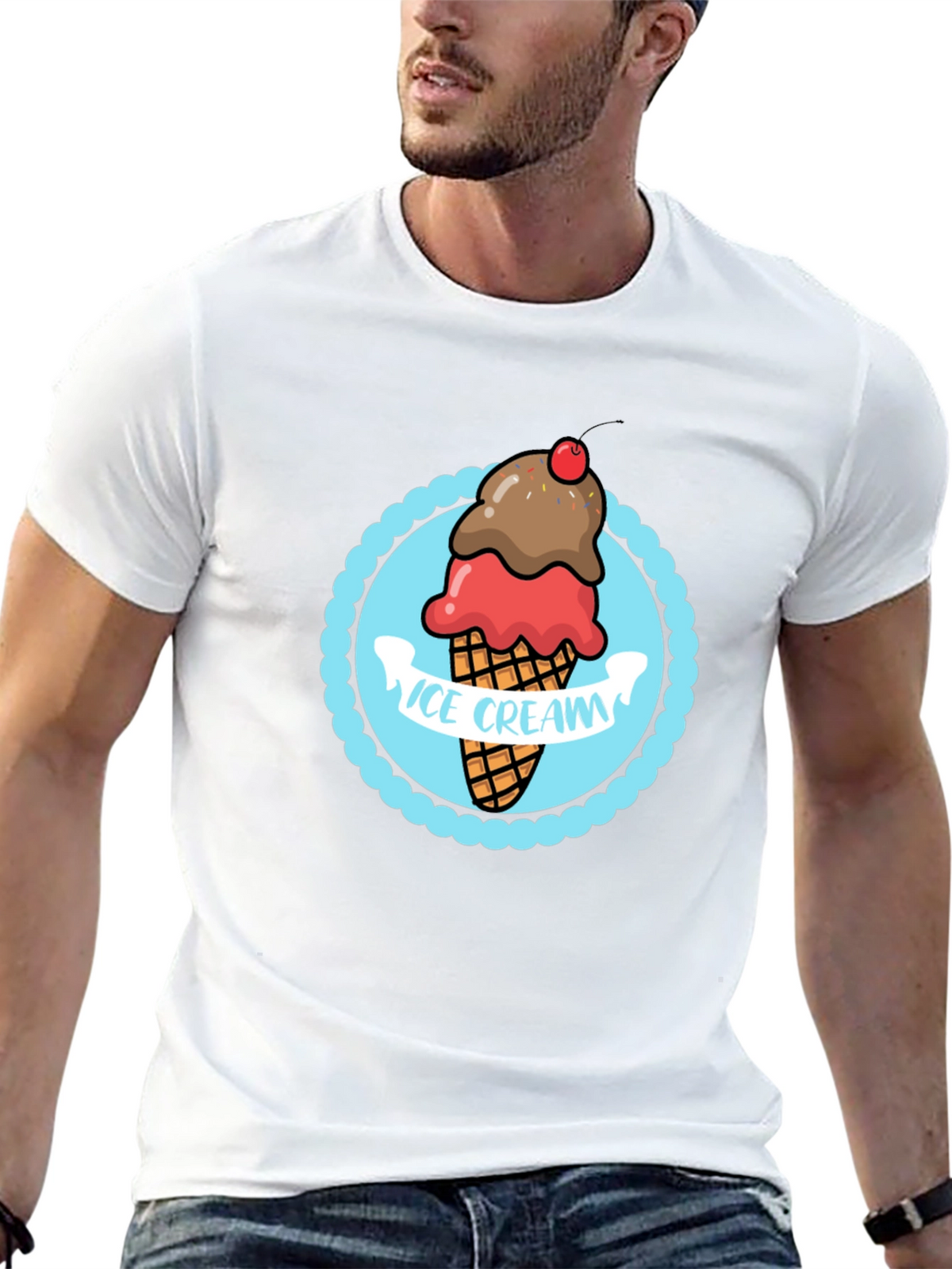Ice Cream Graphic T-Shirt - Black Cotton Tee