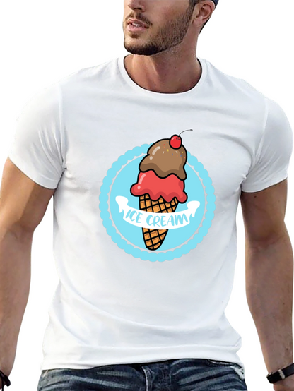 Ice Cream Graphic T-Shirt - Black Cotton Tee