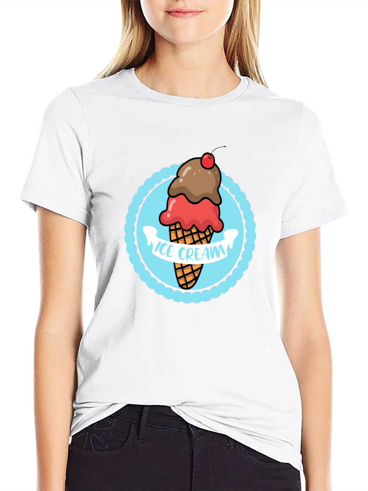 Ice Cream Graphic T-Shirt - Black Cotton Tee