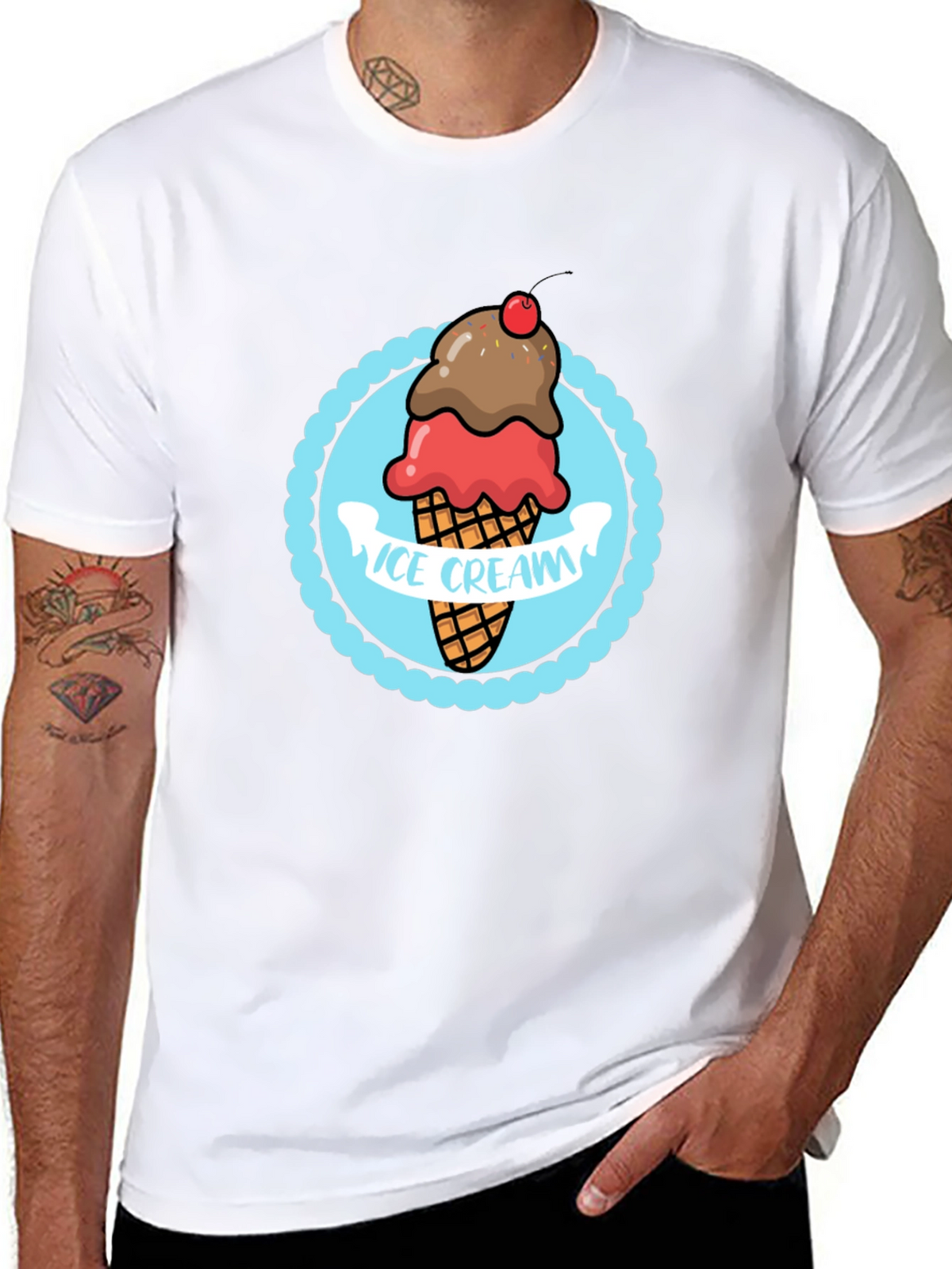 Ice Cream Graphic T-Shirt - Black Cotton Tee
