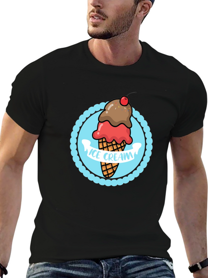 Ice Cream Graphic T-Shirt - Black Cotton Tee