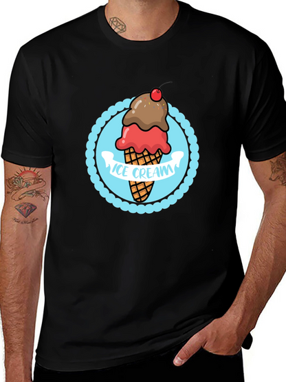 Ice Cream Graphic T-Shirt - Black Cotton Tee
