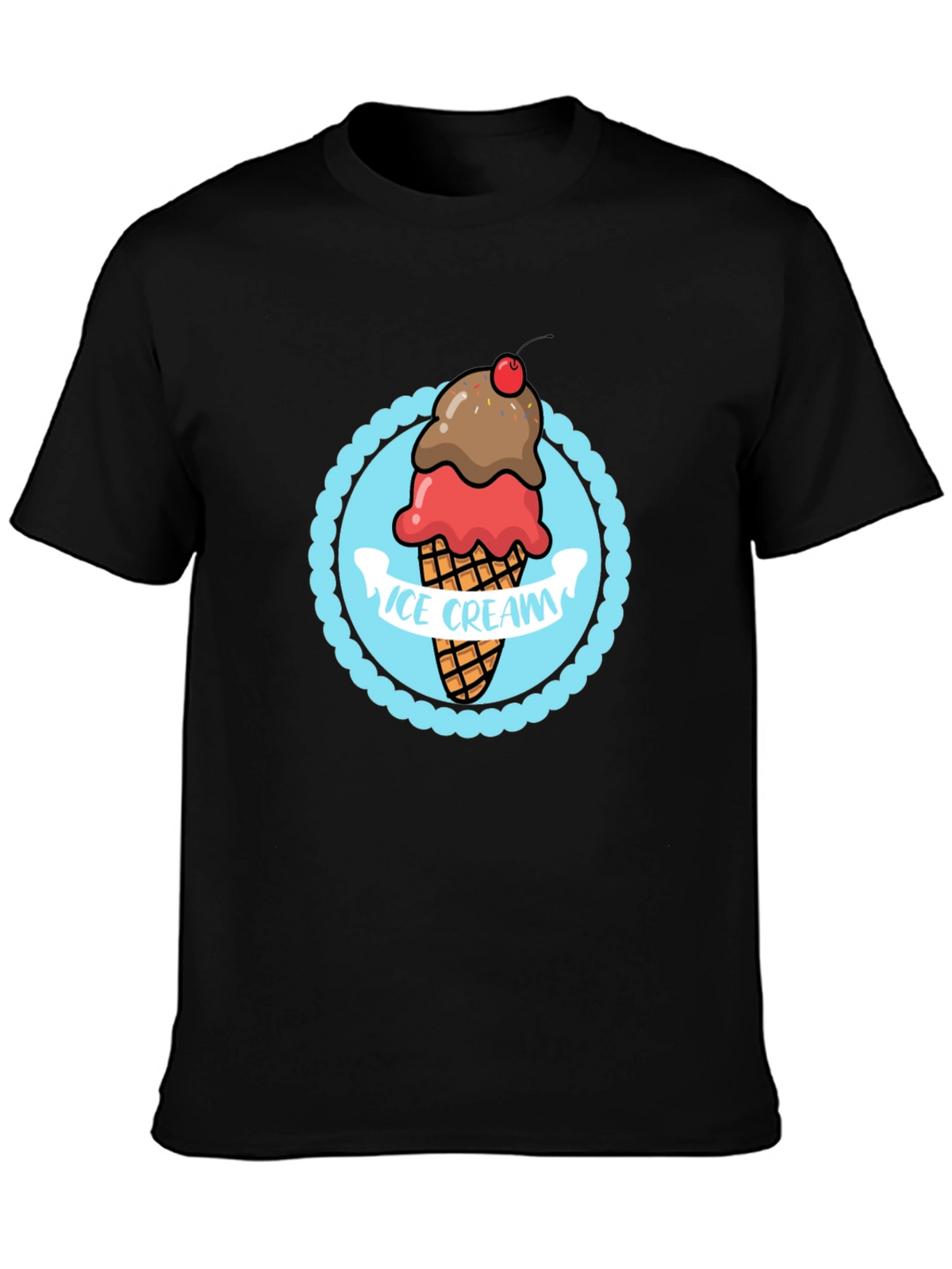 Ice Cream Graphic T-Shirt - Black Cotton Tee