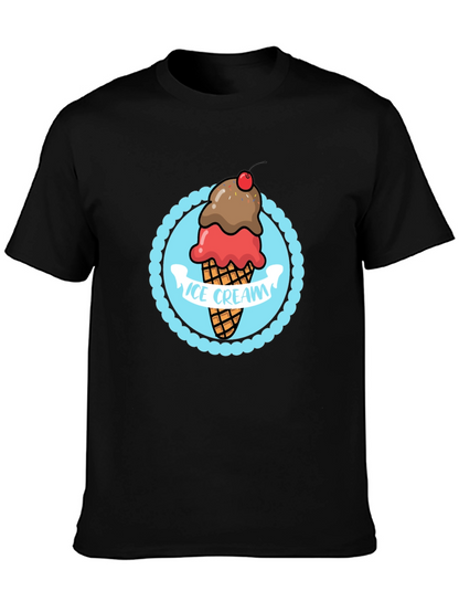 Ice Cream Graphic T-Shirt - Black Cotton Tee