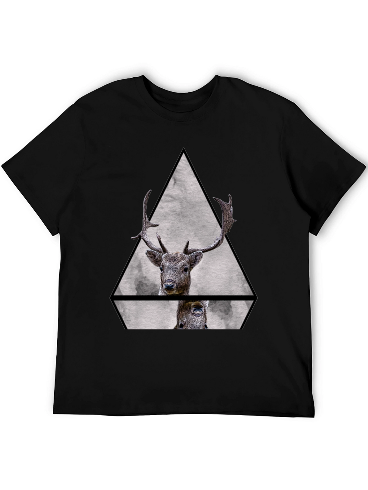 Geometric Deer Graphic Tee - Black Unisex T-Shirt