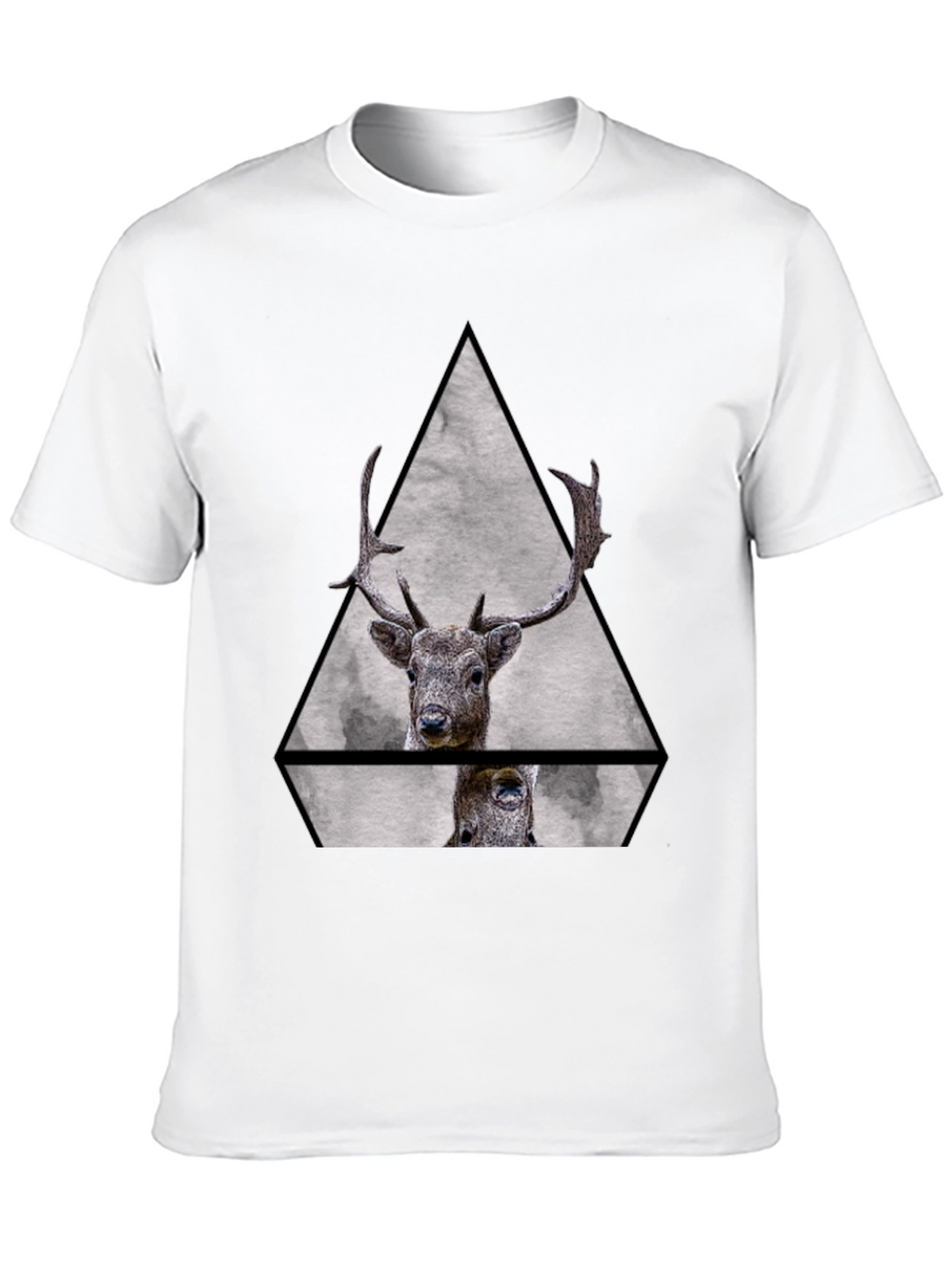 Geometric Deer Graphic Tee - Black Unisex T-Shirt