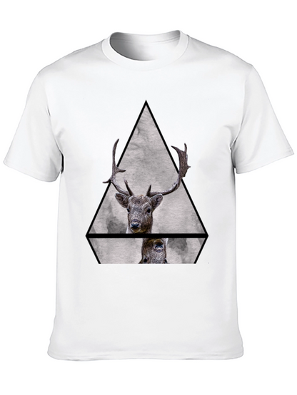 Geometric Deer Graphic Tee - Black Unisex T-Shirt