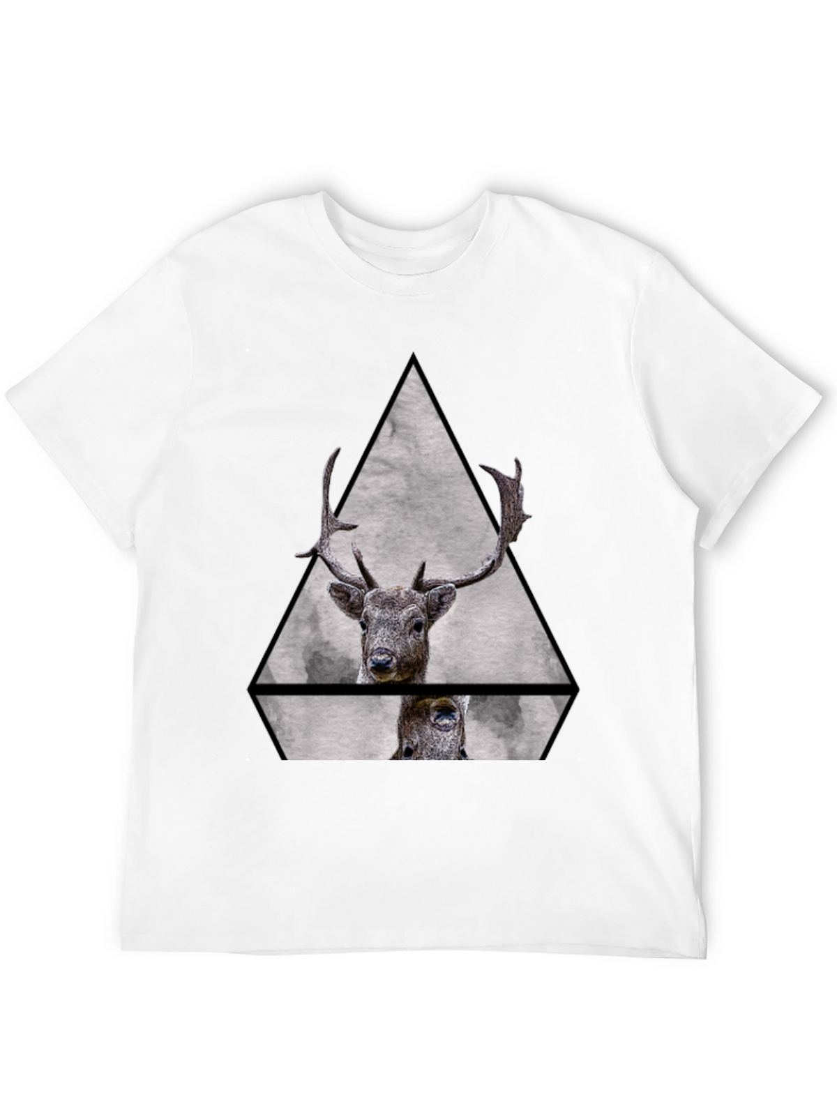 Geometric Deer Graphic Tee - Black Unisex T-Shirt