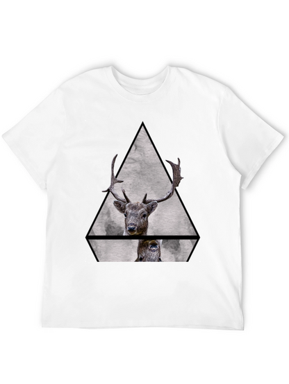 Geometric Deer Graphic Tee - Black Unisex T-Shirt