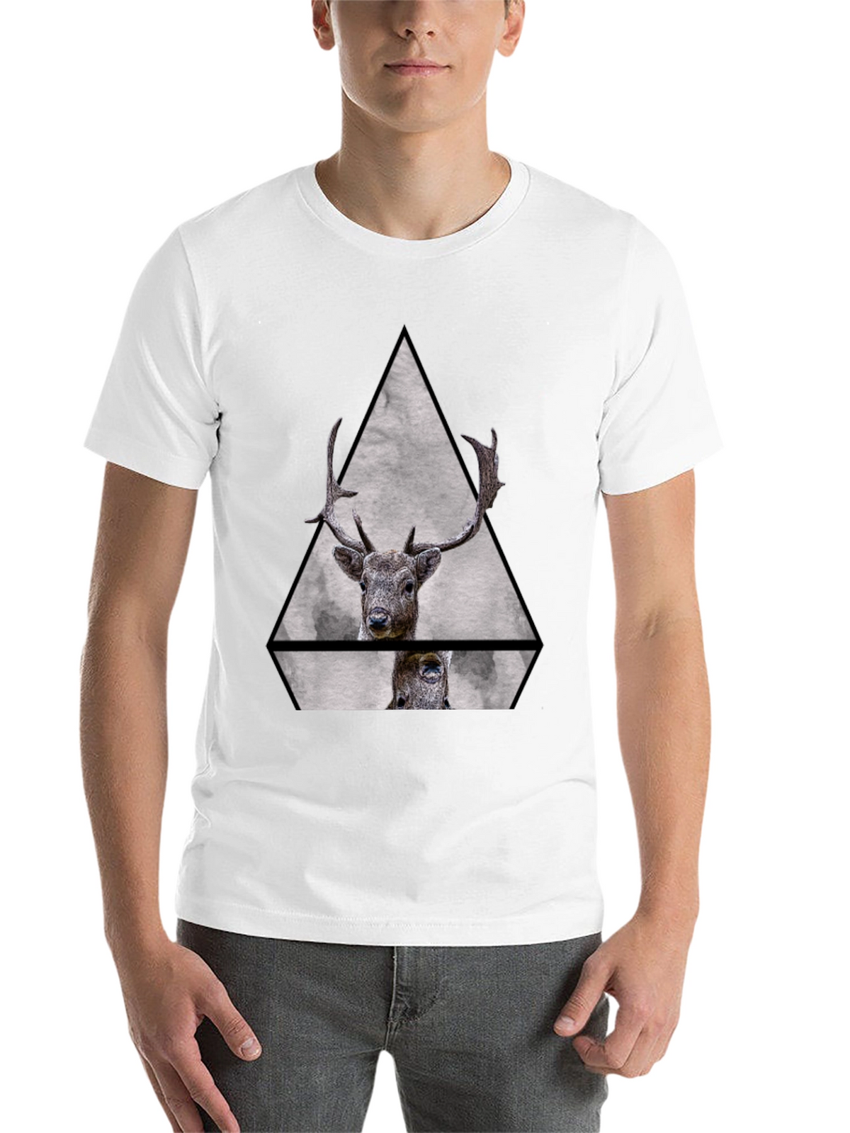 Geometric Deer Graphic Tee - Black Unisex T-Shirt