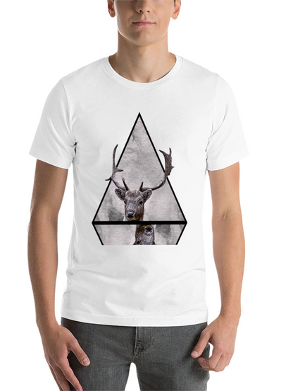 Geometric Deer Graphic Tee - Black Unisex T-Shirt