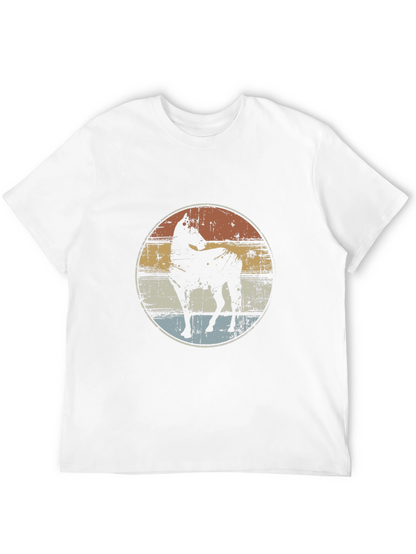 Retro Horse Graphic Tee - Black Cotton T-Shirt