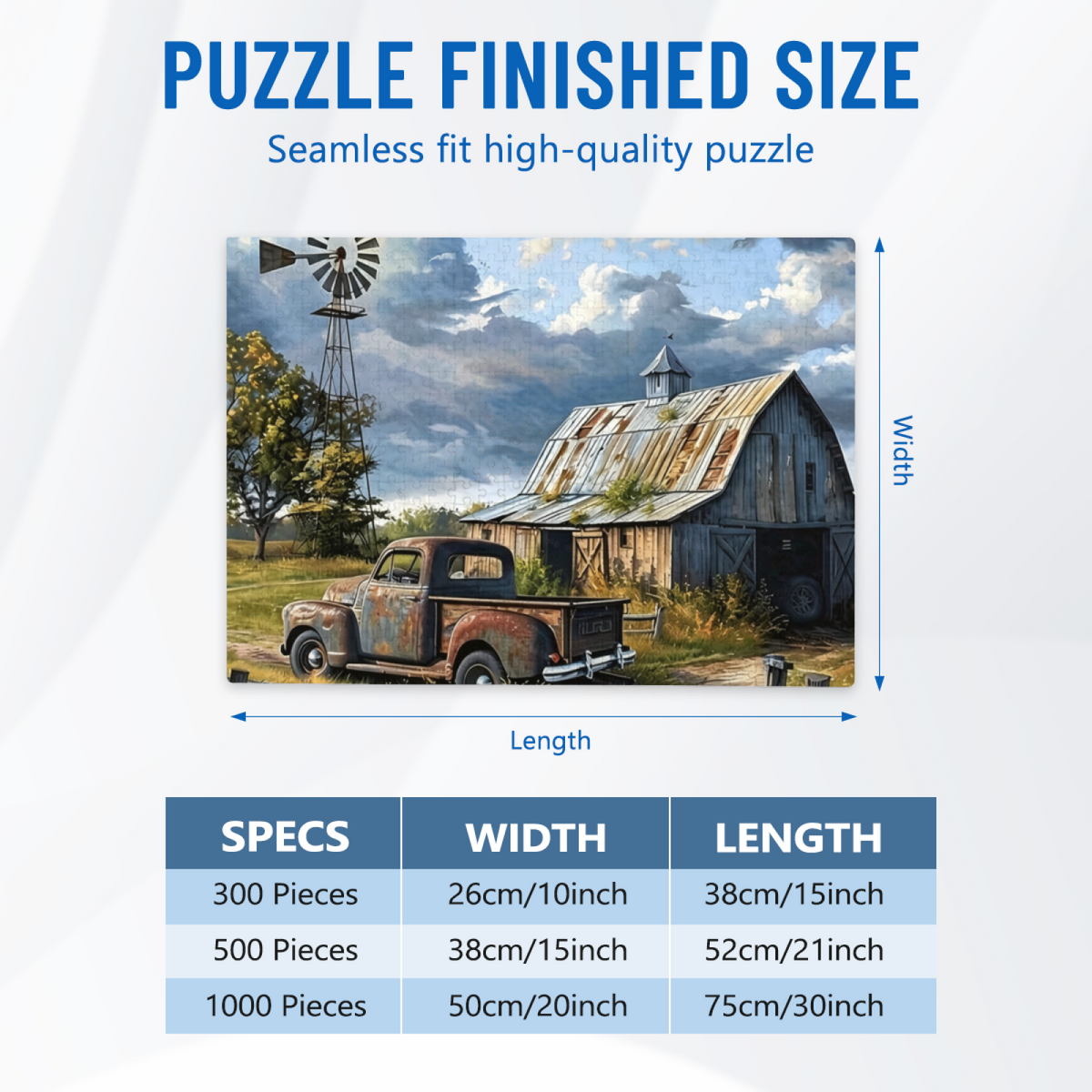 Vintage Rustic Farm ¨C Weathered Barn & Old Pickup Truck Puzzle
