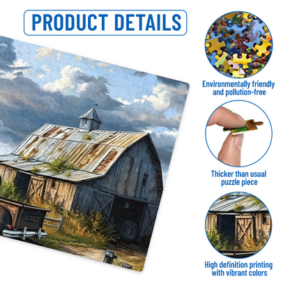 Vintage Rustic Farm ¨C Weathered Barn & Old Pickup Truck Puzzle
